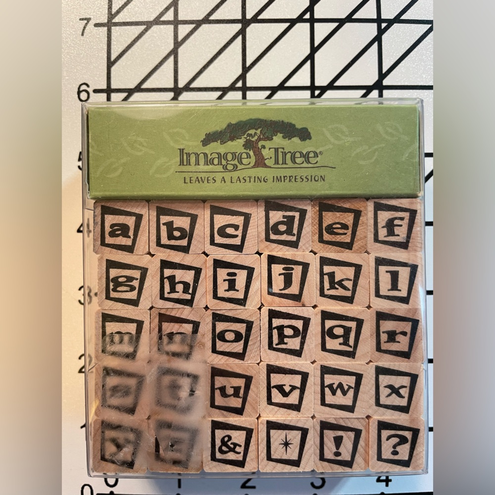 Wooden Rubber Stamps - Retro ABC